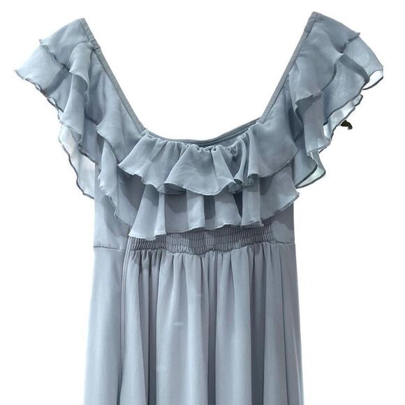 SHOW ME YOUR MUMU Women's Emma Ruffle Maxi Dress In Silver Sage Crisp Size XS NE - Picture 12 of 16